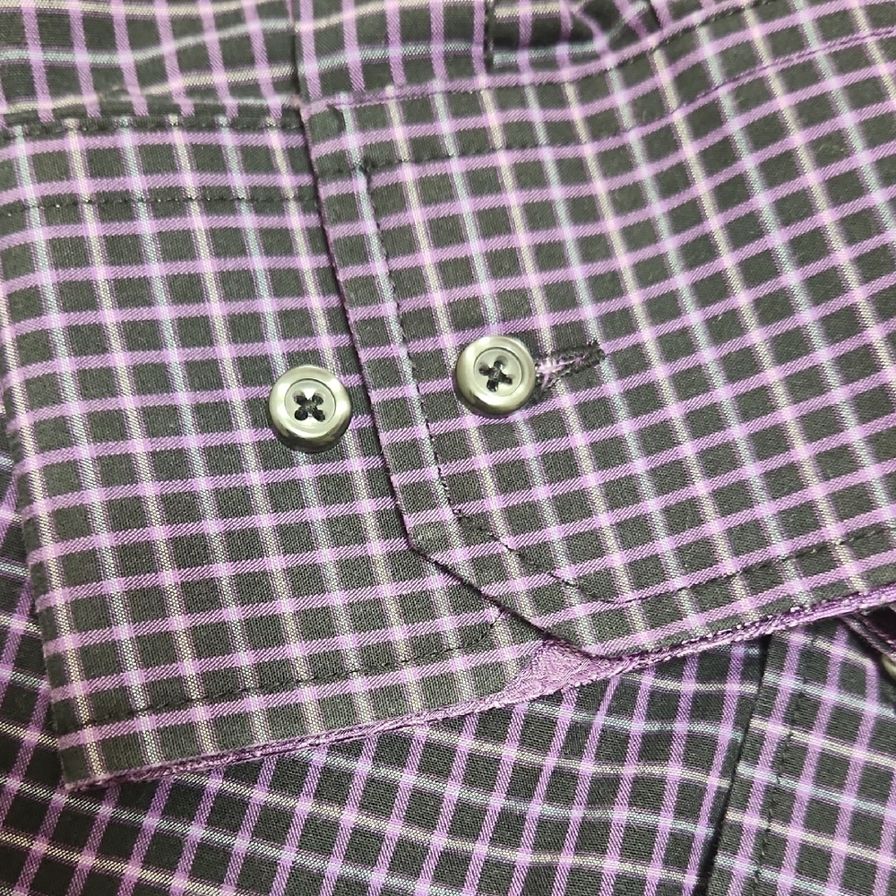 Christian Aujard Paris Purple Checkered Long Sleeve Button Down Men's Size 2XLT - Picture 9 of 15